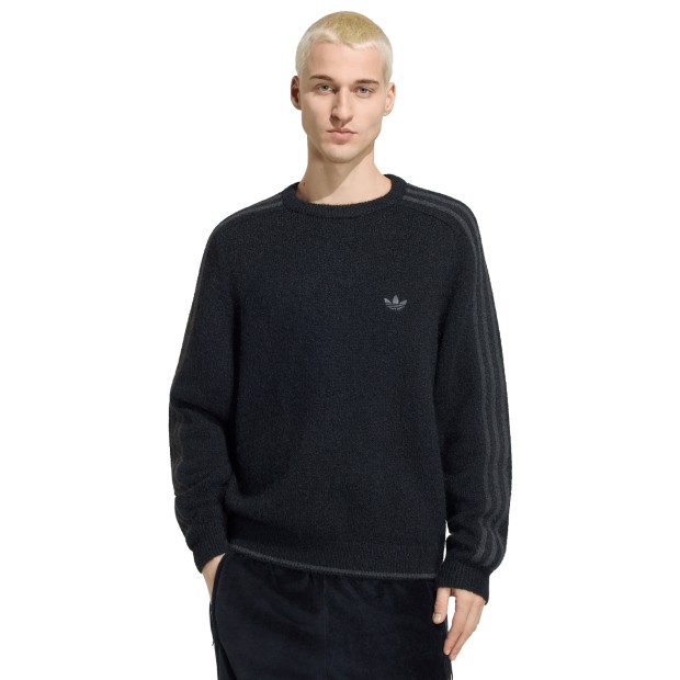 adidas Originals Camisola 3 Stripes Fluffy Knit Crew Black