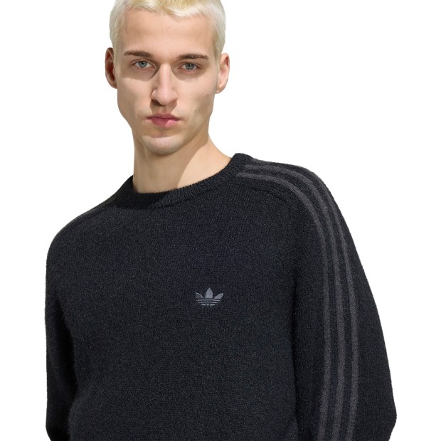 adidas Originals Camisola 3 Stripes Fluffy Knit Crew Black