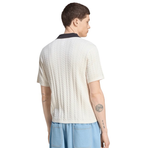 adidas Originals Polo Cable Knit Football Jersey White / Cloud White