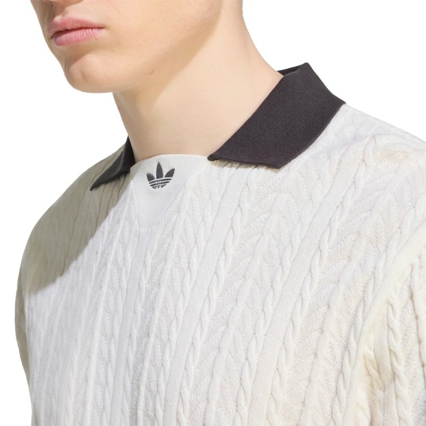 adidas Originals Polo Cable Knit Football Jersey White / Cloud White