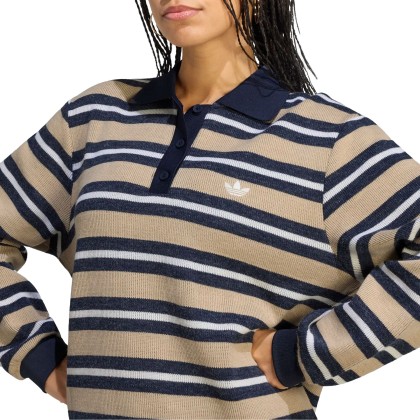 adidas Originals Polo Stripe Knitted Khaki Three adidas Originals Polo Stripe Knitted Khaki Three