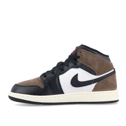 Jordan Air 1 Mid (GS) Black/phantom-palomino-university Red