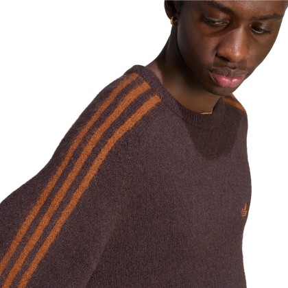adidas Originals Camisola 3 Stripes Fluffy Knit Crew Brown / Aurora Coffee adidas Originals Camisola 3 Stripes Fluffy Knit Crew Brown / Aurora Coffee