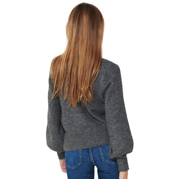 Only Camisola Elsa Knt Medium Grey Melange W. Black Pearls