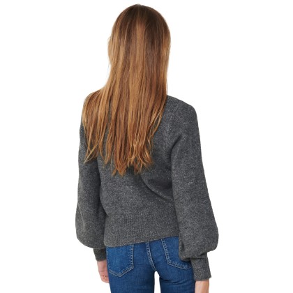 Only Camisola Elsa Knt Medium Grey Melange W. Black Pearls