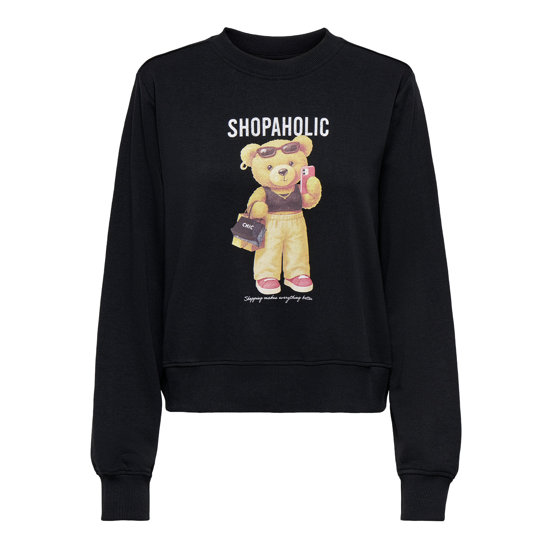 Only Sweat Bila Bear O-neck Black Teddy Shopaholic