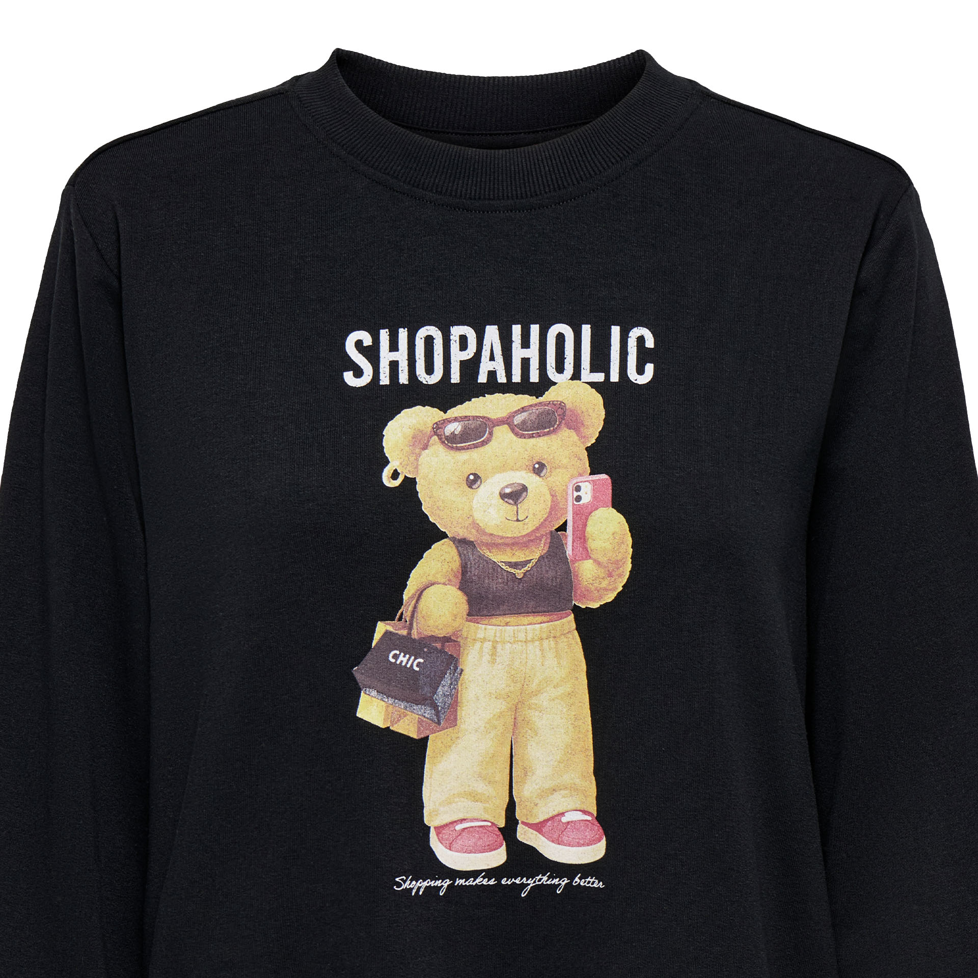 Only Sweat Bila Bear O-neck Black Teddy Shopaholic