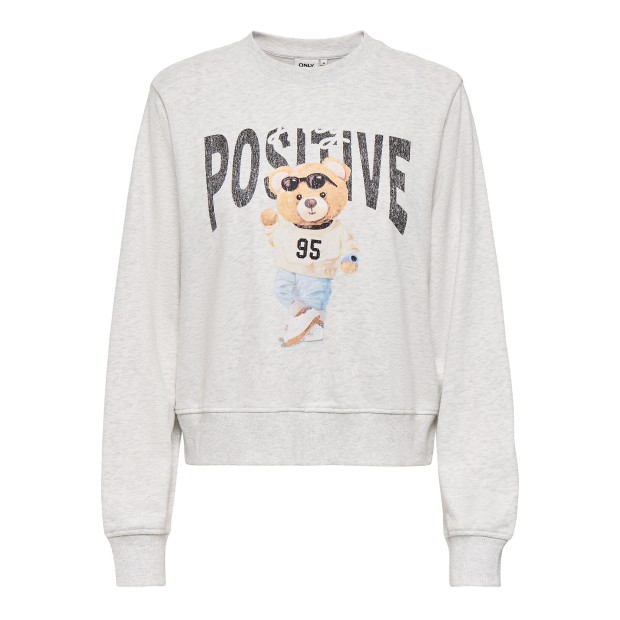 Only Sweat Bila Bear O-neck Light Grey Melange Teddy Stay Positive