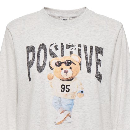 Only Sweat Bila Bear O-neck Light Grey Melange Teddy Stay Positive