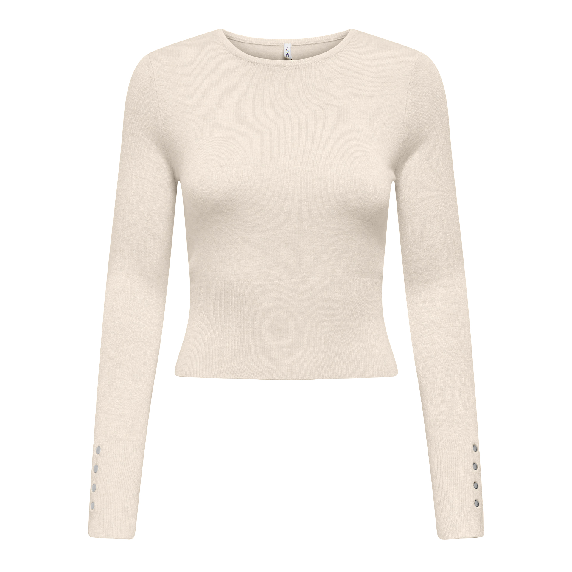 Only Longsleeve Andrea Button O-neck Knt Birch Melange/silver Button