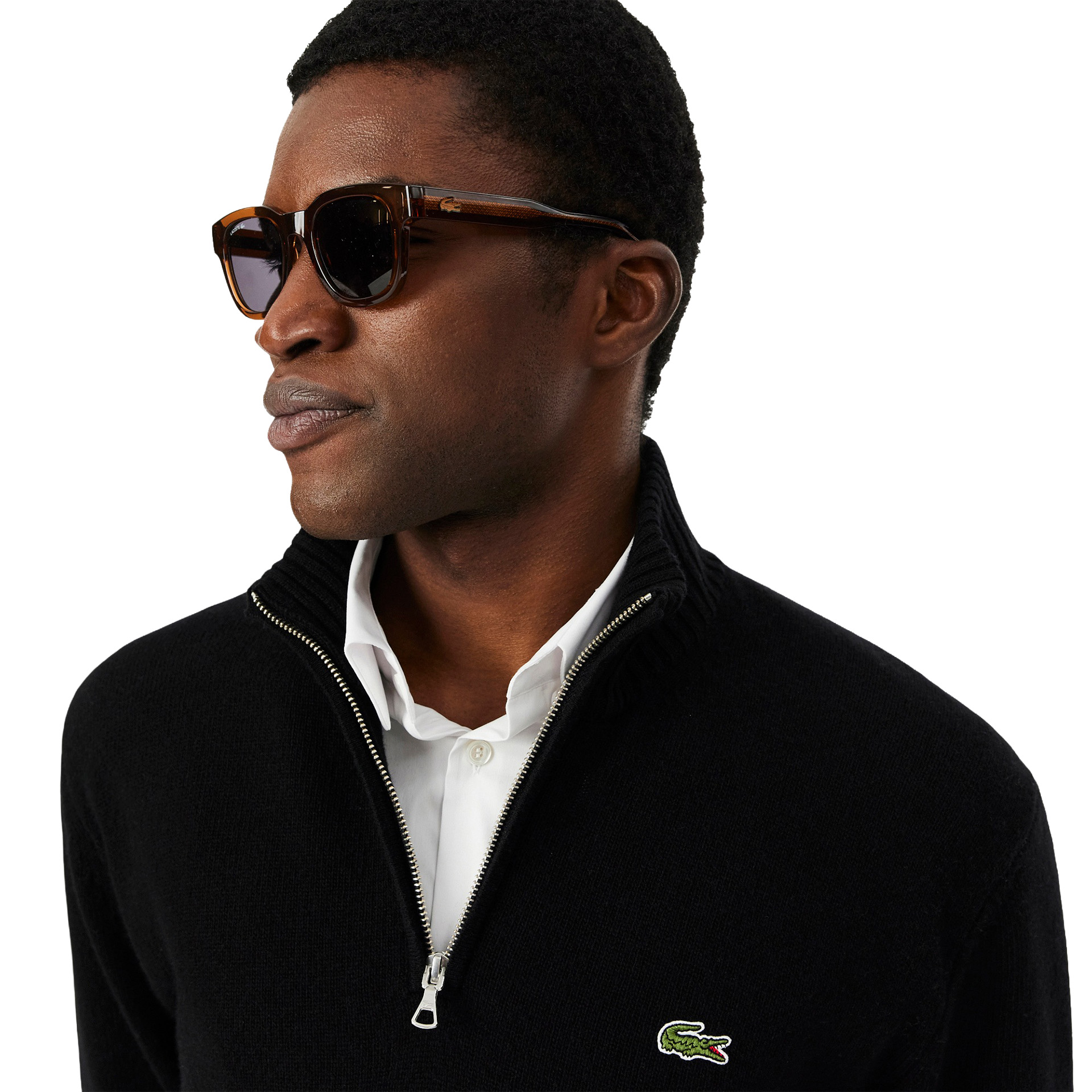 Lacoste Camisola Half-zip Carded Wool Black
