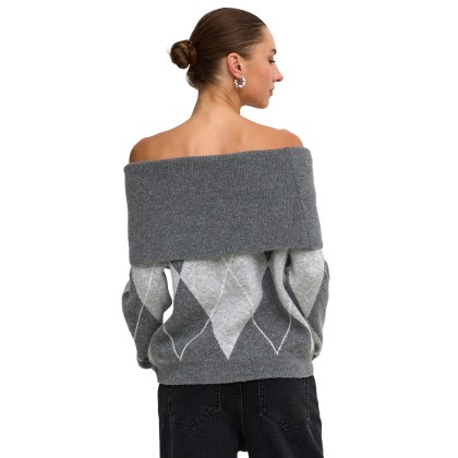 Only Camisola Alivia Off Shoulder Knt Dark Grey Melange Mgm/birch Mel
