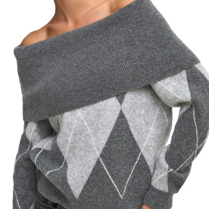 Only Camisola Alivia Off Shoulder Knt Dark Grey Melange Mgm/birch Mel