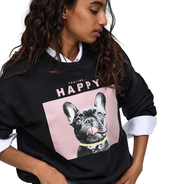 Only Sweat Linda Bear O-neck Box Black Happy Dog