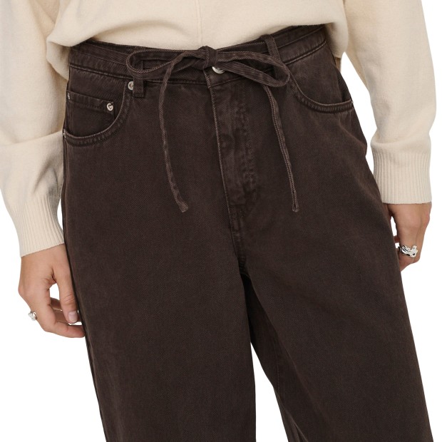 Only Calça Gianna Straight Color Dark Brown Denim