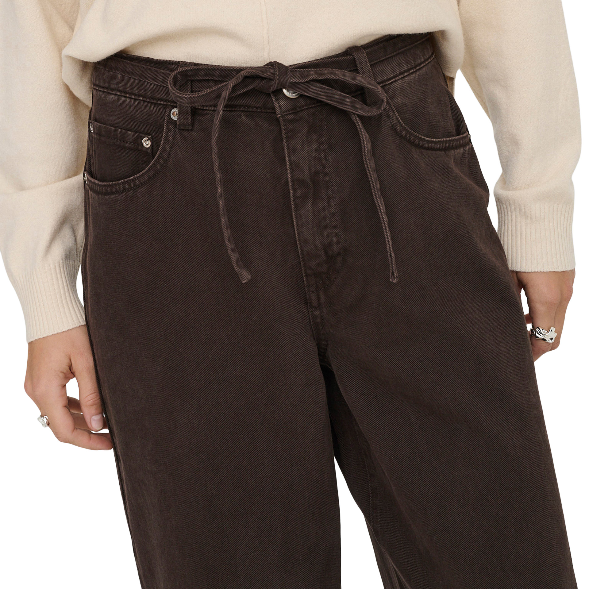 Only Calça Gianna Straight Color Dark Brown Denim