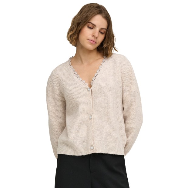 Only Casaco Sia V-neck Woven Knt Birch Birch Lace