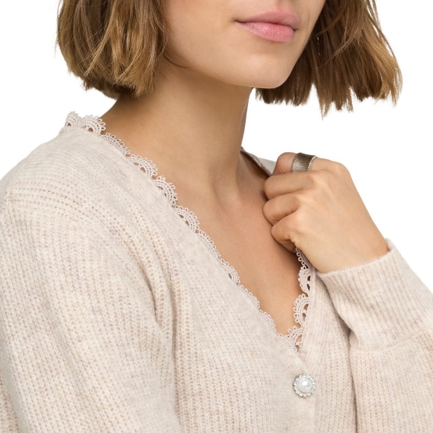 Only Casaco Sia V-neck Woven Knt Birch Birch Lace