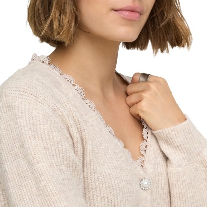 Only Casaco Sia V-neck Woven Knt Birch Birch Lace Only Casaco Sia V-neck Woven Knt Birch Birch Lace