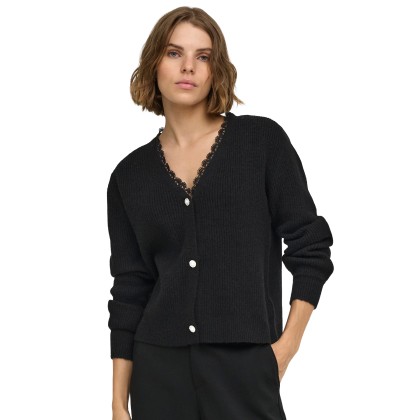 Only Casaco Sia V-neck Woven Knt Black Black Lace Only Casaco Sia V-neck Woven Knt Black Black Lace
