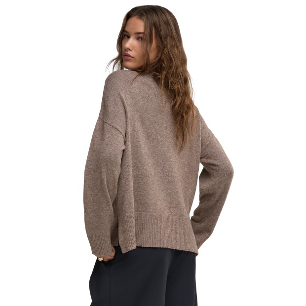 Only Camisola Mary High Neck Slit Knt Shaved Chocolate Melange