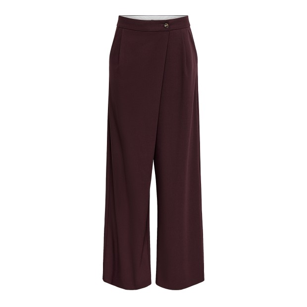 Only Calça Sonja Wrap Wide Deep Mahogany