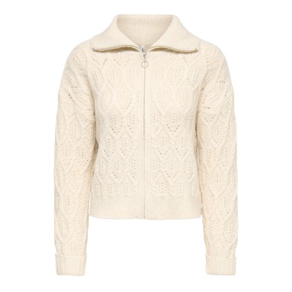 Only Casaco Freja Cable Zip Highneck Knt Birch Silver Zip Only Casaco Freja Cable Zip Highneck Knt Birch Silver Zip