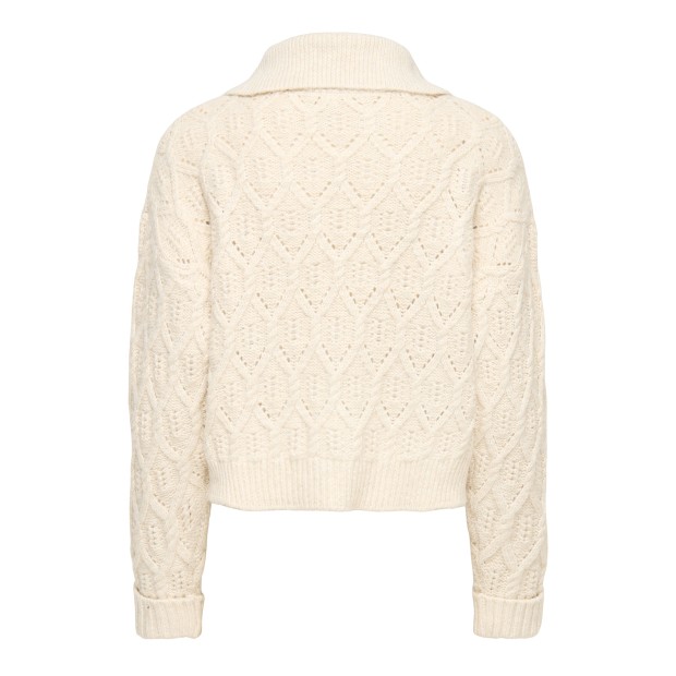 Only Casaco Freja Cable Zip Highneck Knt Birch Silver Zip