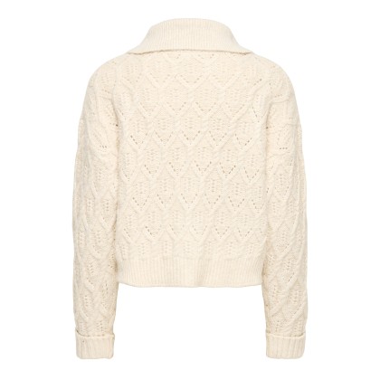 Only Casaco Freja Cable Zip Highneck Knt Birch Silver Zip