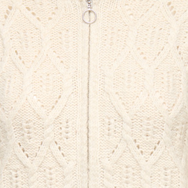 Only Casaco Freja Cable Zip Highneck Knt Birch Silver Zip