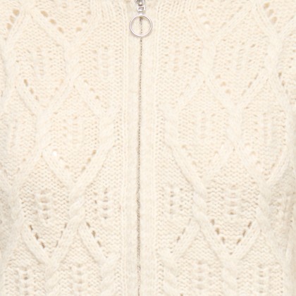 Only Casaco Freja Cable Zip Highneck Knt Birch Silver Zip
