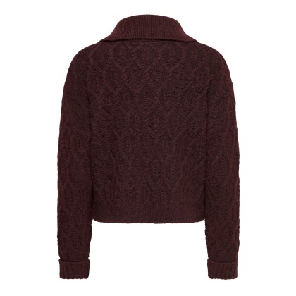 Only Casaco Freja Cable Zip Highneck Knt Decadent Chocolate Silver Zip Only Casaco Freja Cable Zip Highneck Knt Decadent Chocolate Silver Zip