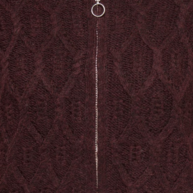 Only Casaco Freja Cable Zip Highneck Knt Decadent Chocolate Silver Zip