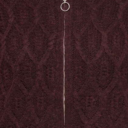 Only Casaco Freja Cable Zip Highneck Knt Decadent Chocolate Silver Zip Only Casaco Freja Cable Zip Highneck Knt Decadent Chocolate Silver Zip