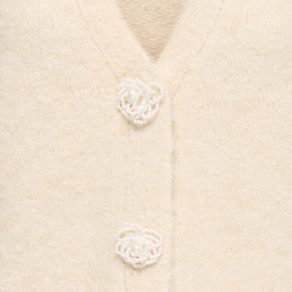 Only Casaco Zaggie Button V-neck Knt Birch Pearl Flower Button Only Casaco Zaggie Button V-neck Knt Birch Pearl Flower Button
