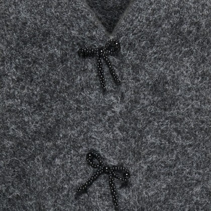 Only Casaco Zaggie Button V-neck Knt Dark Grey Melange Pearl Bow Button Only Casaco Zaggie Button V-neck Knt Dark Grey Melange Pearl Bow Button