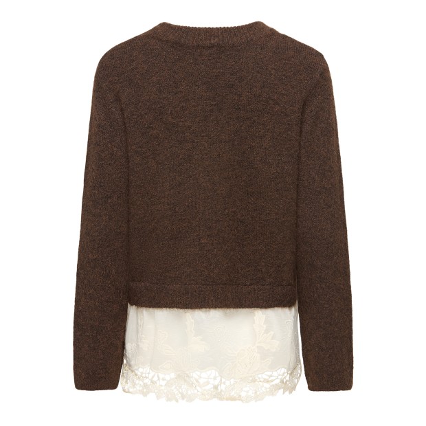 Only Camisola Miggie Lace Mix O-neck Knt Delicioso Mel/birch Lace