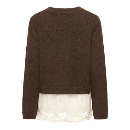Only Camisola Miggie Lace Mix O-neck Knt Delicioso Mel/birch Lace Only Camisola Miggie Lace Mix O-neck Knt Delicioso Mel/birch Lace