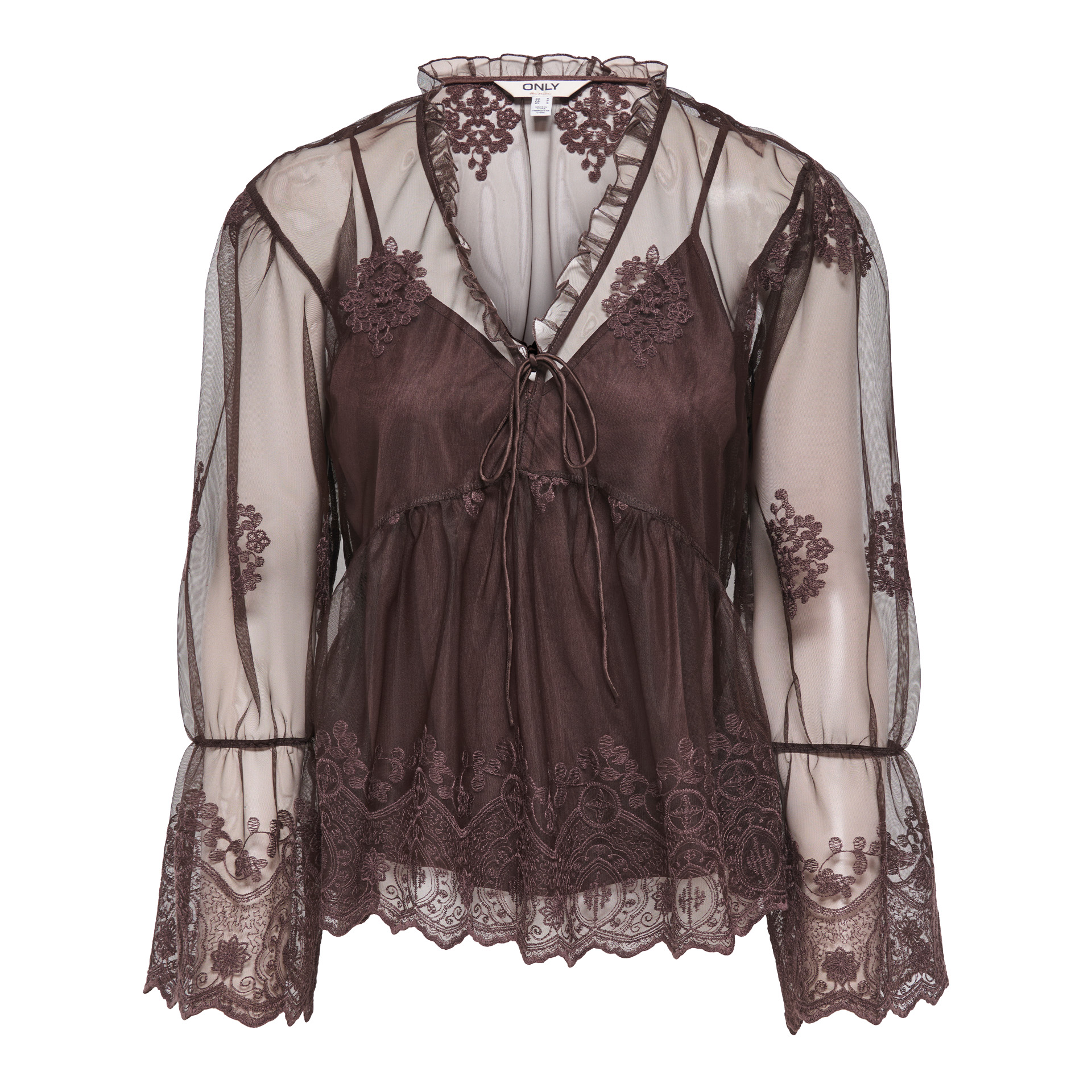 Only Blusa Camy Mesh Black Coffee