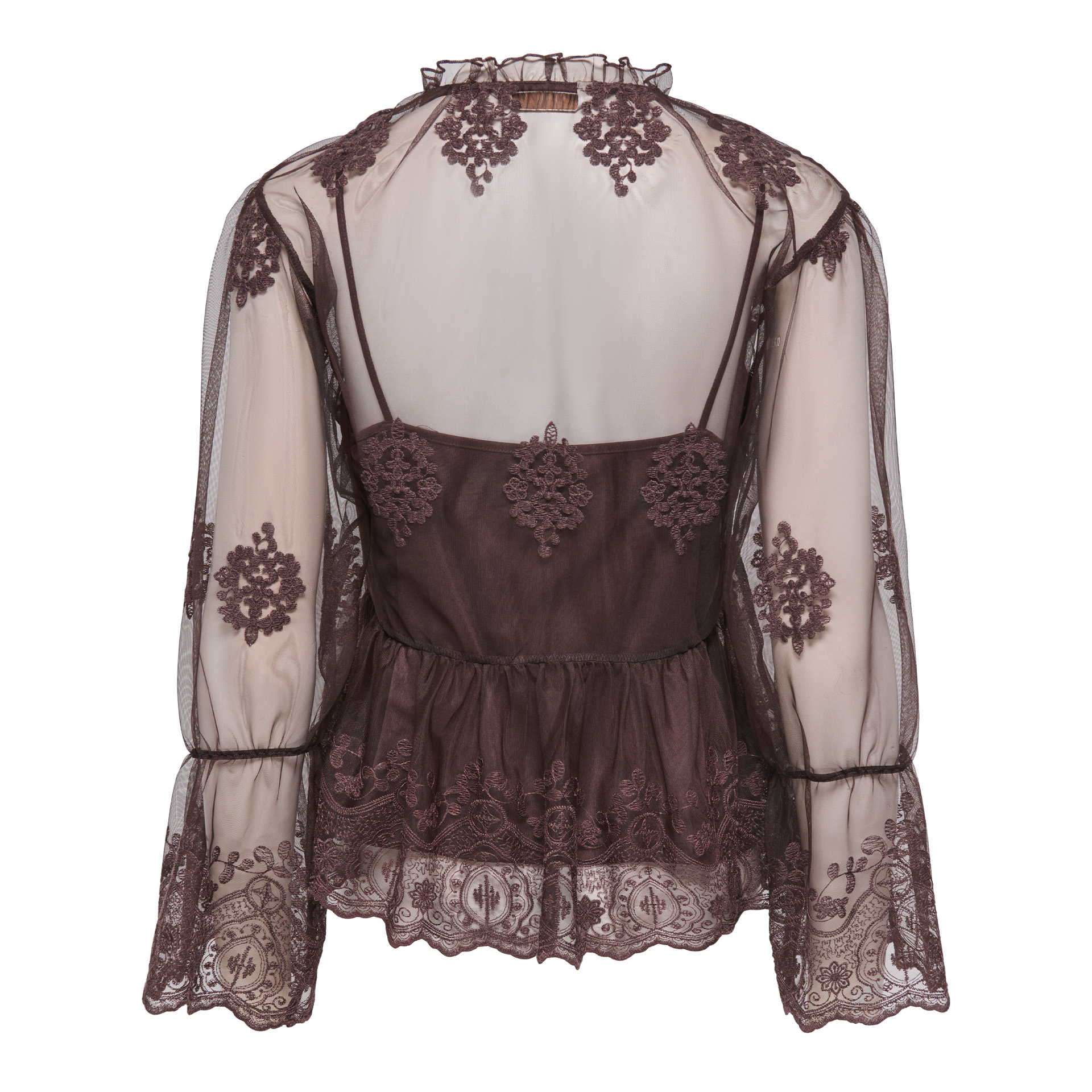 Only Blusa Camy Mesh Black Coffee