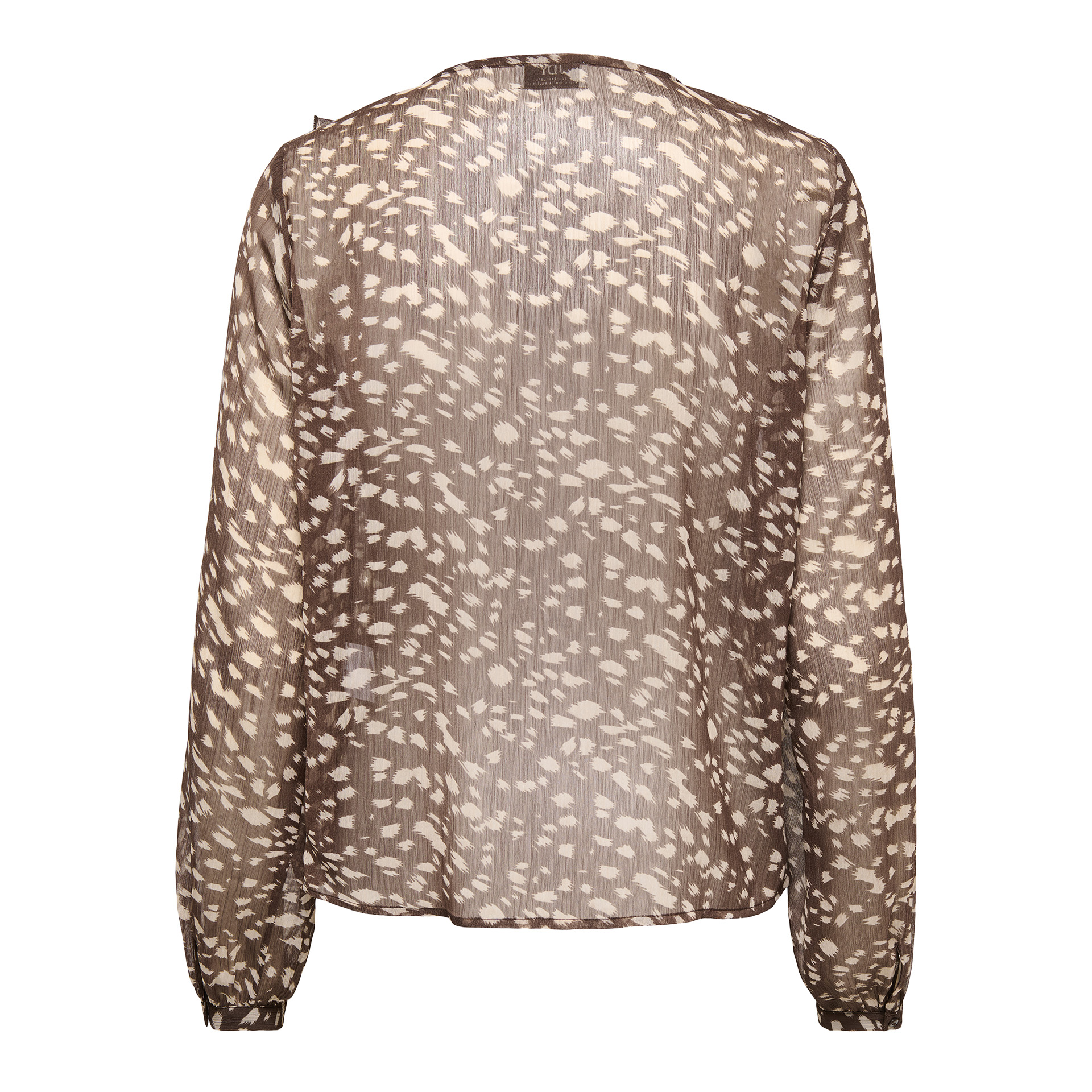 JDY Blusa Sandra Frill Sassafras Chateau Gray Animal Print