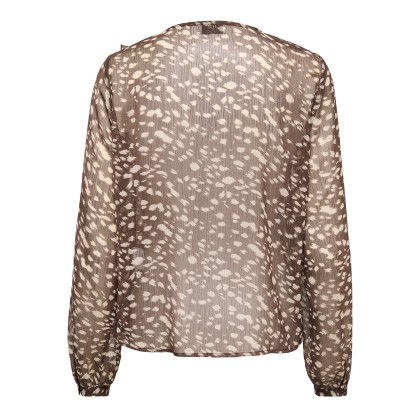 JDY Blusa Sandra Frill Sassafras Chateau Gray Animal Print JDY Blusa Sandra Frill Sassafras Chateau Gray Animal Print