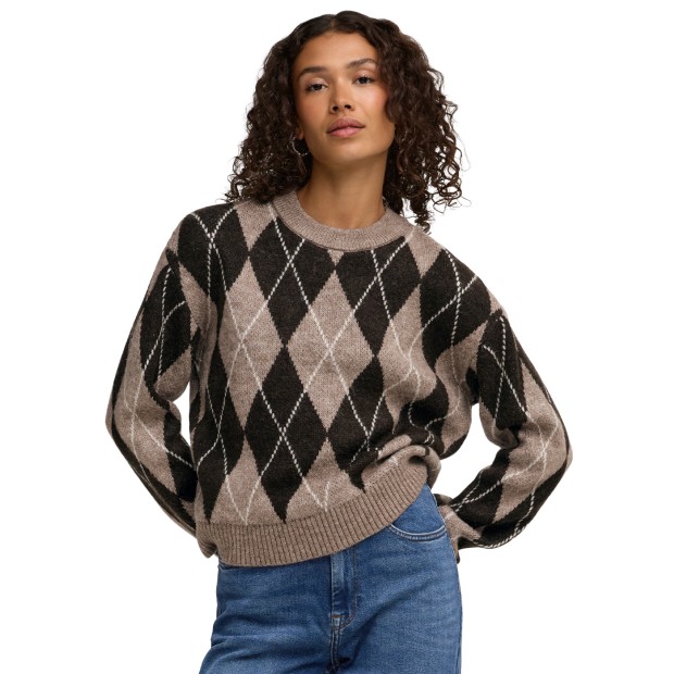 JDY Camisola Bianka Argyle Knt Chocolate Torte Argyle