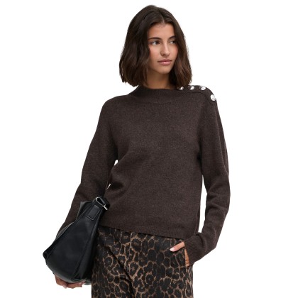 JDY Camisola Super Life Button Knt Coffee Bean Melange JDY Camisola Super Life Button Knt Coffee Bean Melange