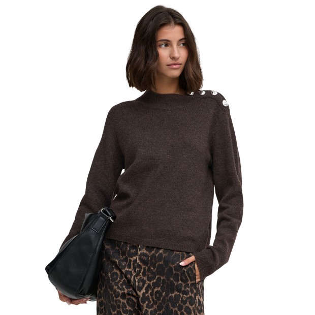 JDY Camisola Super Life Button Knt Coffee Bean Melange