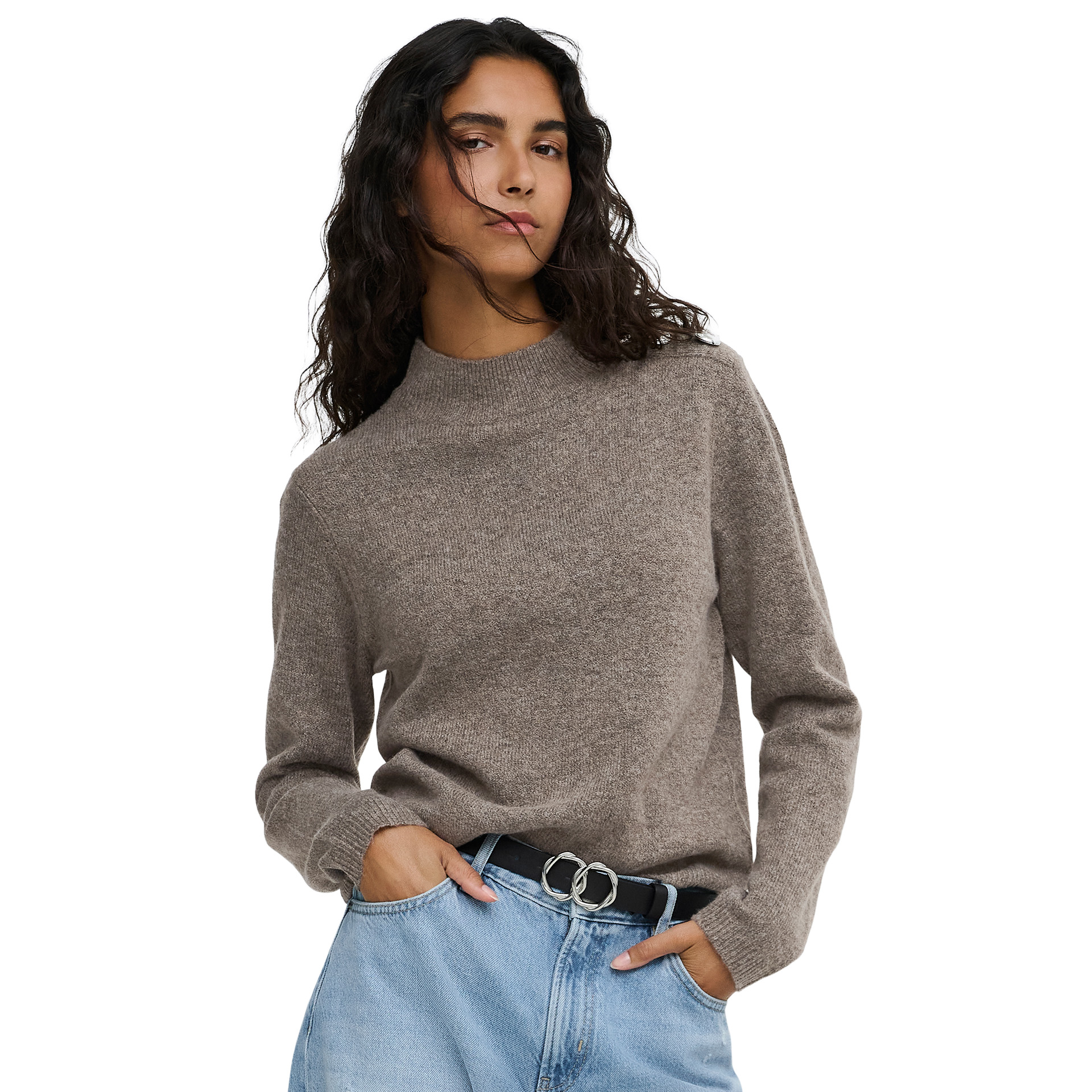 JDY Camisola Super Life Button Knt Walnut Melange