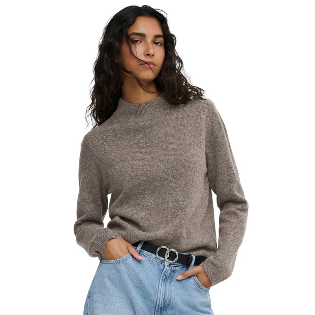 JDY Camisola Super Life Button Knt Walnut Melange