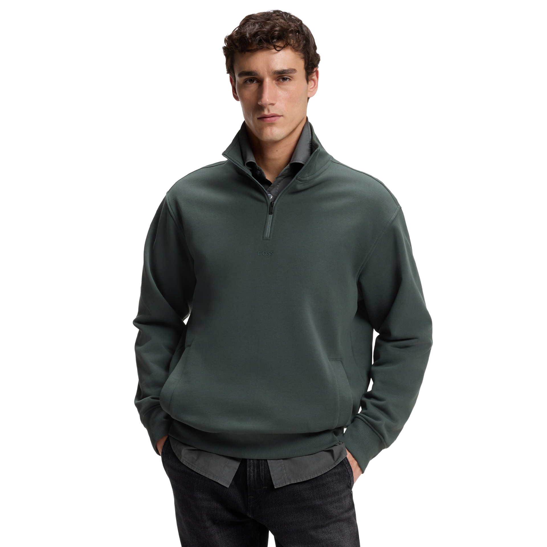 BOSS Sweat Ze Smallzip Open Green