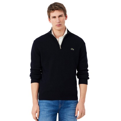 Lacoste Camisola Half-zip Carded Wool Navy Blue Lacoste Camisola Half-zip Carded Wool Navy Blue
