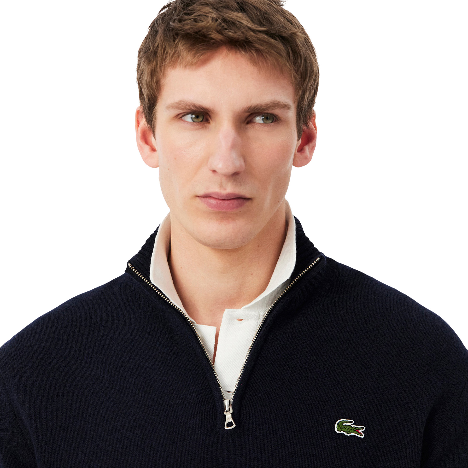 Lacoste Camisola Half-zip Carded Wool Navy Blue